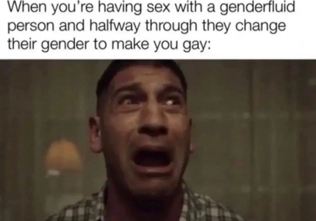 When you having sex with а депаейис person and halfway through they change their gender to make you gay: