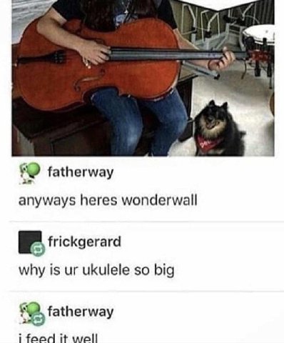 СИА у 9“ fatherway anyways heres wonderwall frickgerard why is ukulele so big fatherway i faed it well
