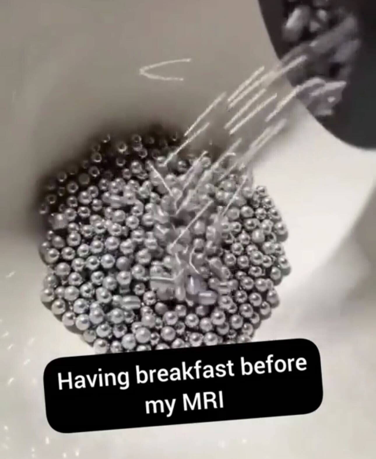 Having breakfast before my MRI a